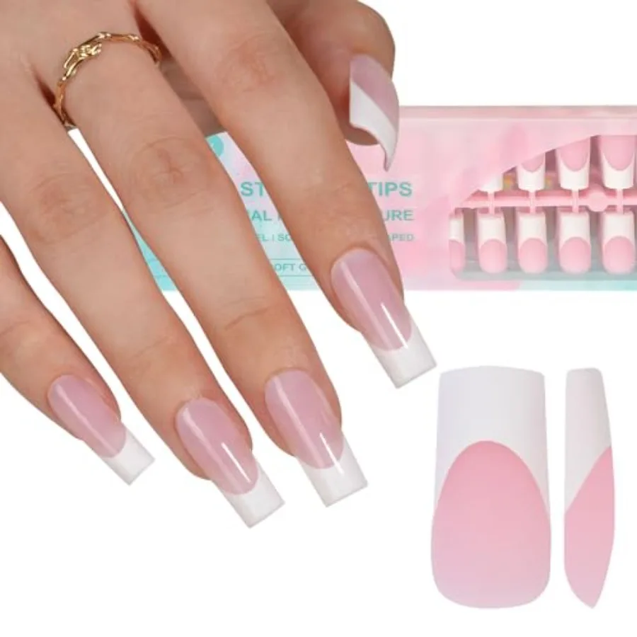 Misssix French Gel Nail Tips, 240Pcs French Tip Press on Nails Long Square Pink, No Need to File Tips Pre-lasting, Fake Nails f
Misssix French Gel Nail Tips, 240Pcs French Tip Press on Nails Long Square Pink, No Need to File Tips Pre-lasting, Fake Nails f