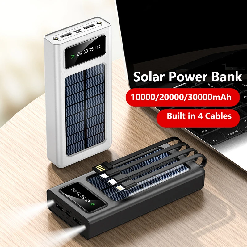 30000mAh Solar Power Bank Portable Charger External Battery Pack for iPhone 15 Samsung S23 Xiaomi Powerbank with Cable LED Light
30000mAh Solar Power Bank Portable Charger External Battery Pack for iPhone 15 Samsung S23 Xiaomi Powerbank with Cable LED Light