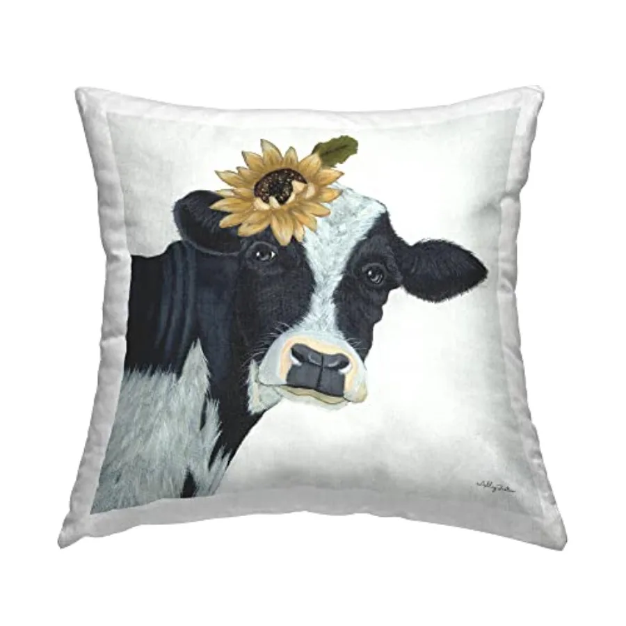 Country Cow Sunflower Blossom Design by Ashley Justice Throw Pillow 18 x 18 Black
Country Cow Sunflower Blossom Design by Ashley Justice Throw Pillow 18 x 18 Black