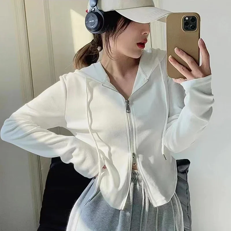 DAYIFUN Women Solid Hooded Coats Spring Autumn New Fashion Zipper Long Sleeve Cardigans Tops Lady Commute Slim Short Jackets
DAYIFUN Women Solid Hooded Coats Spring Autumn New Fashion Zipper Long Sleeve Cardigans Tops Lady Commute Slim Short Jackets