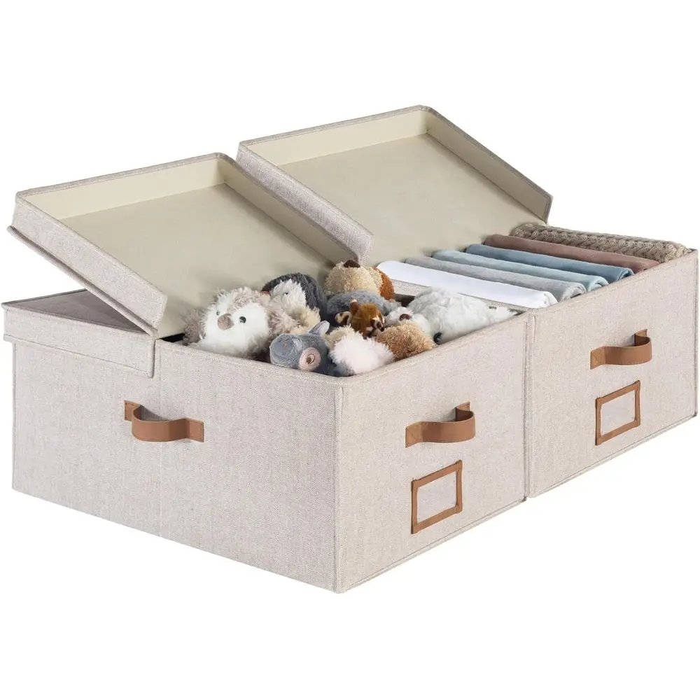 Большие контейнеры для хранения с крышками, 55 л, декоративный органайзер с разделительной перегородкой, тканевые коробки с ручками, комбинация коричневого и бежевого
Большие контейнеры для хранения с крышками, 55 л, декоративный органайзер с разделительной перегородкой, тканевые коробки с ручками, комбинация коричневого и бежевого