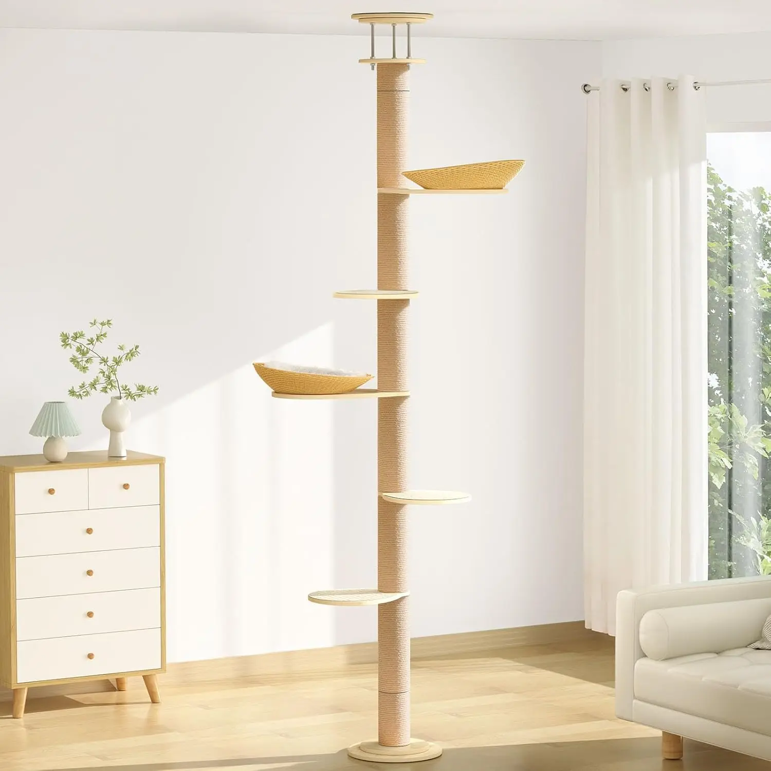 Six Level Adjustable Height Floor To Ceiling Cat Tree Solid Wood Climbing Tower With Scratching Posts Bed For Large Adult Indoor
Six Level Adjustable Height Floor To Ceiling Cat Tree Solid Wood Climbing Tower With Scratching Posts Bed For Large Adult Indoor