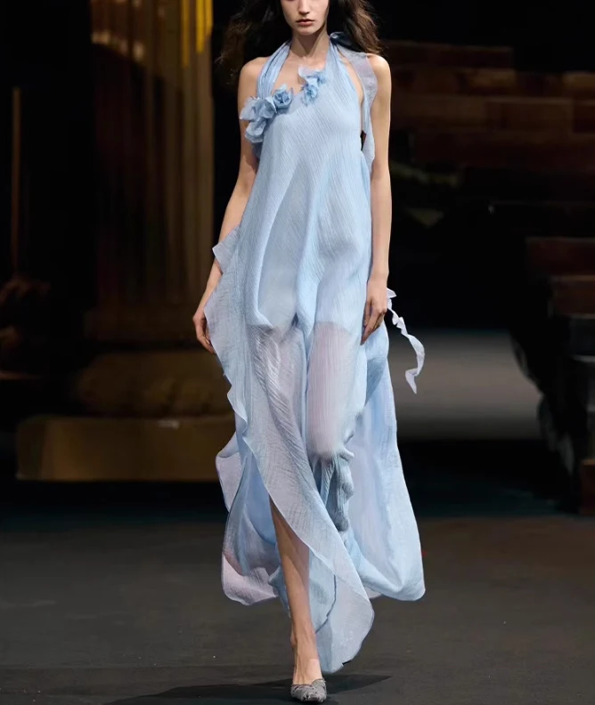 Blue Ruffle Vintage Dress Women Summer Holiday Party Halter Assymmey Clothing Lady Streetwear Chic Vestidos Bodycon
Blue Ruffle Vintage Dress Women Summer Holiday Party Halter Assymmey Clothing Lady Streetwear Chic Vestidos Bodycon