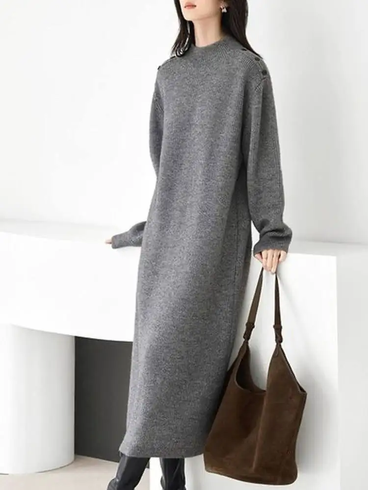 Korean Style Fashionable Versatile Knitted Dress round Neck Loose Feeling Simple Long Women's New High-End Feeling Skirt
Korean Style Fashionable Versatile Knitted Dress round Neck Loose Feeling Simple Long Women's New High-End Feeling Skirt