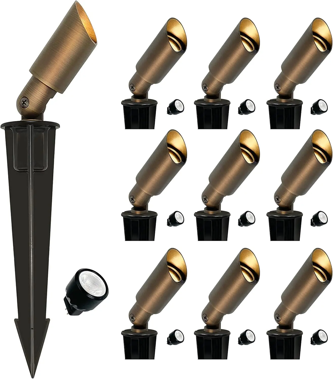 Mini Size Brass Landscape Spotlight, Low Voltage 12V AC/DC Outdoor Directional Up Light, 180 LM, 3W MR8 LED Bulb ABS Ground Stak
Mini Size Brass Landscape Spotlight, Low Voltage 12V AC/DC Outdoor Directional Up Light, 180 LM, 3W MR8 LED Bulb ABS Ground Stak