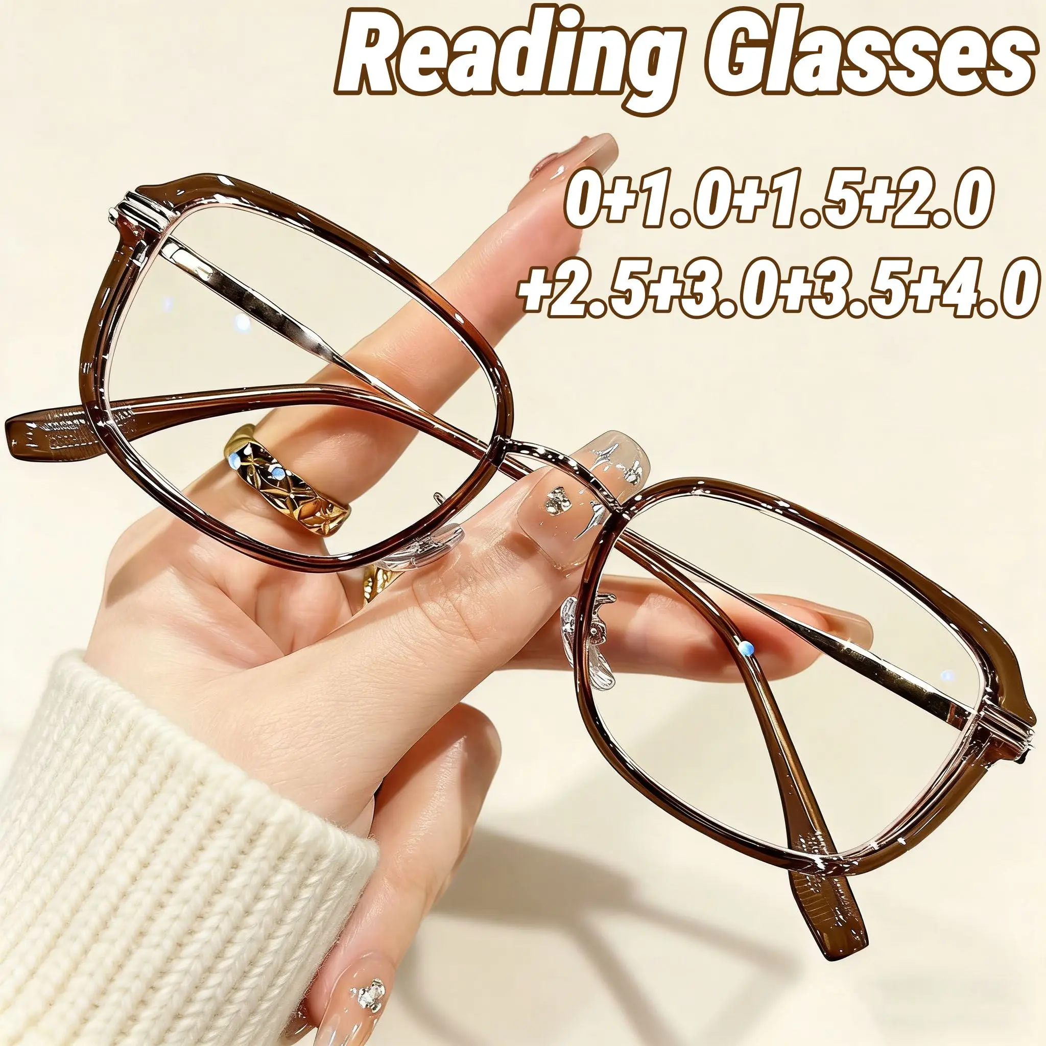 Trendy Cold Tea Color Polygon Reading Glasses for Women Anti Blue Light Blocking Presbyopic Eyeglasses Lightweight Comfortable
Trendy Cold Tea Color Polygon Reading Glasses for Women Anti Blue Light Blocking Presbyopic Eyeglasses Lightweight Comfortable