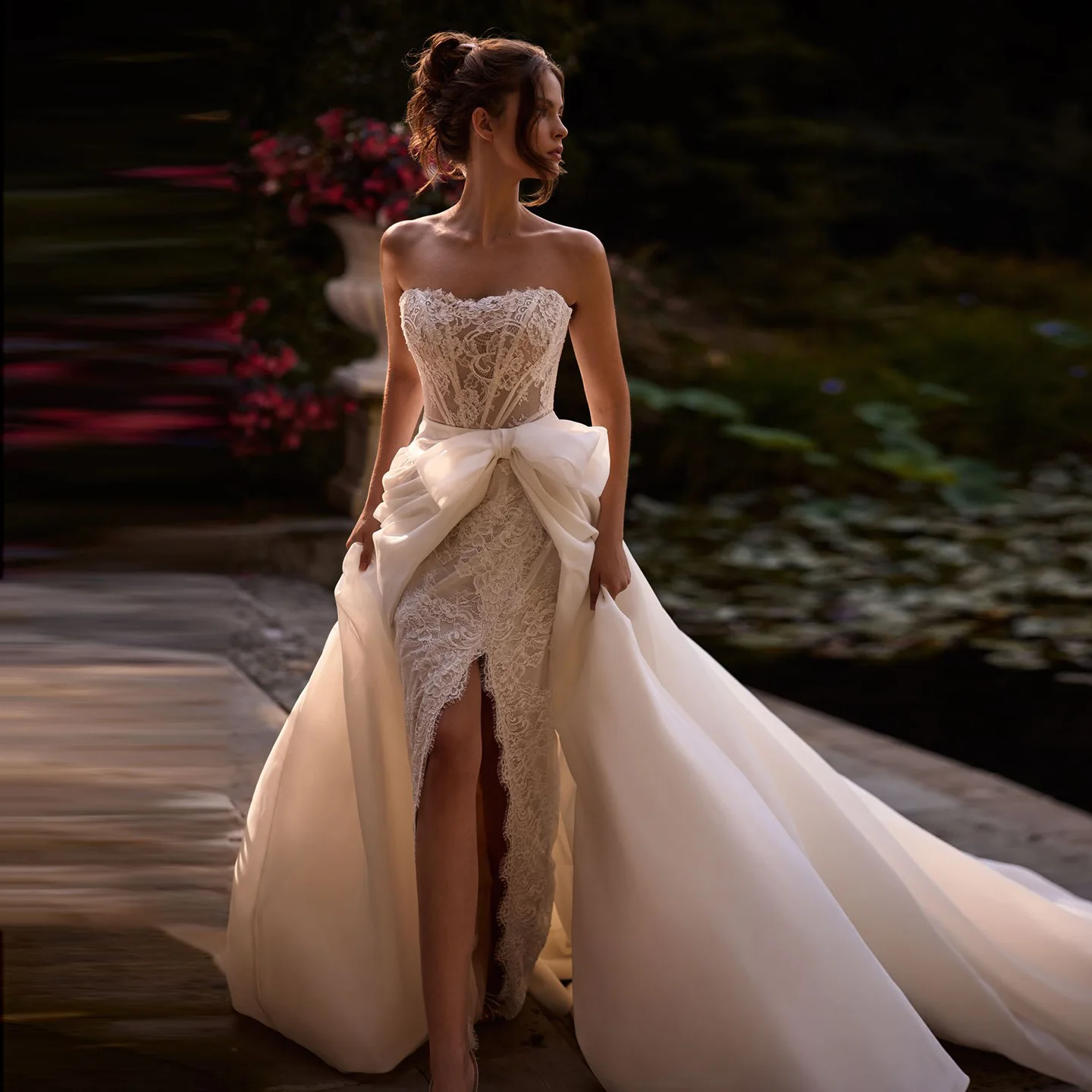 Sharon Said классическое белое кружевное свадебное платье русалки со съемной верхней юбкой и боковым разрезом платье невесты SW123 по индивидуальному заказу 
Sharon Said классическое белое кружевное свадебное платье русалки со съемной верхней юбкой и боковым разрезом платье невесты SW123 по индивидуальному заказу