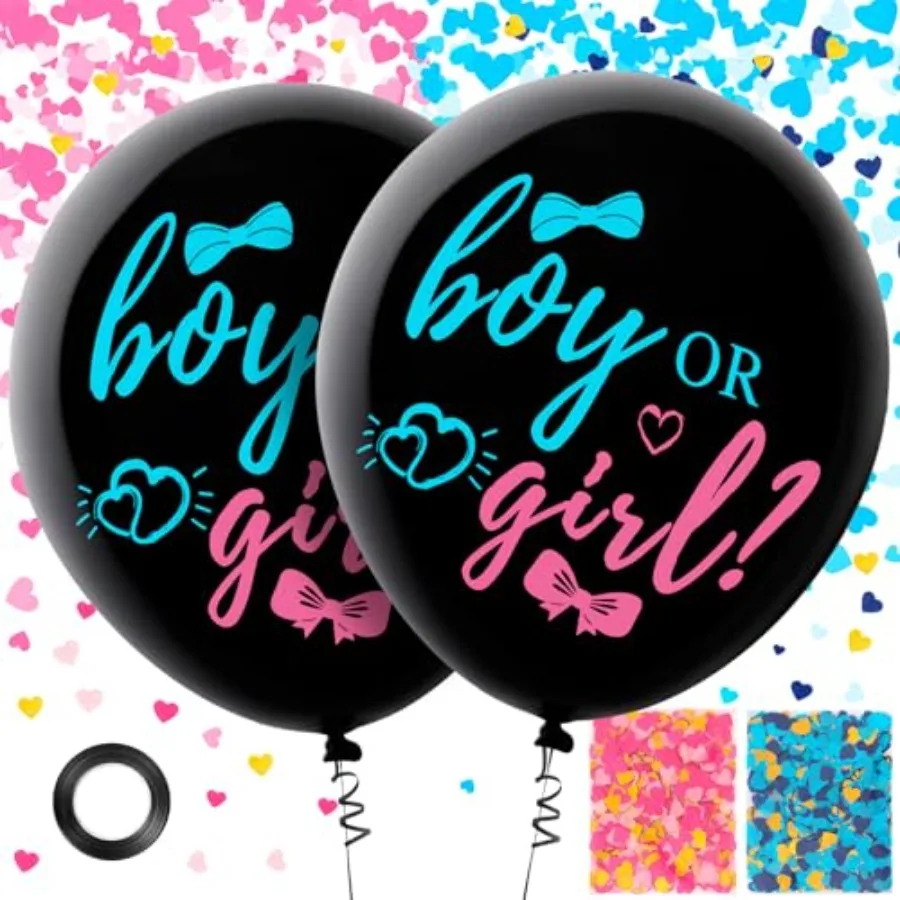 2 Pcs Gender Reveal Balloons, 36 Inch Boy or Girl Confetti Balloon With Pink and Blue Heart Shape Confetti for Baby Shower Part
2 Pcs Gender Reveal Balloons, 36 Inch Boy or Girl Confetti Balloon With Pink and Blue Heart Shape Confetti for Baby Shower Part