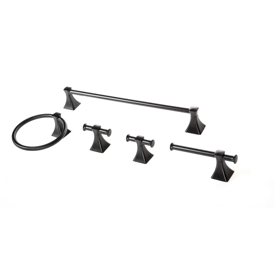Steel Wall Mount 5PC Bath Hardware and Towel Holder Set Matte Black Horizontal Orientation
Steel Wall Mount 5PC Bath Hardware and Towel Holder Set Matte Black Horizontal Orientation