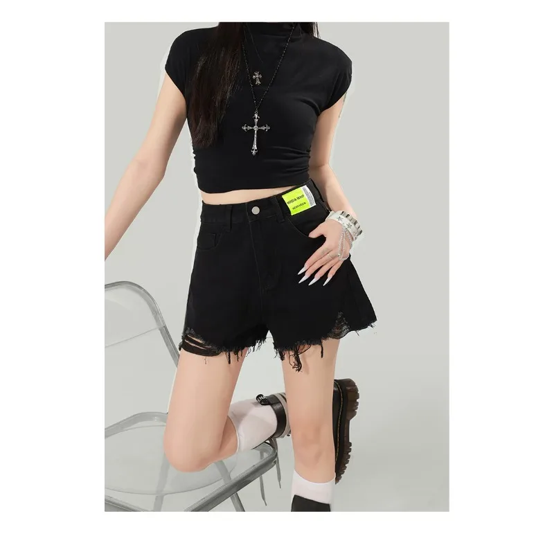 Denim Shorts Shorts Female Jeans Black Distressed High Waist Summer Loose A Line Slimming Hot Pants
Denim Shorts Shorts Female Jeans Black Distressed High Waist Summer Loose A Line Slimming Hot Pants