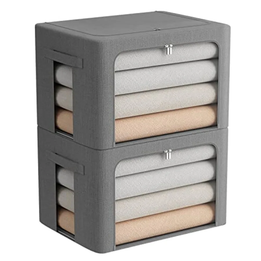 2 Pack Clear Window Storage Bins Stackable Linen Fabric Storage for Clothes Foldable Box Organizer Set with Carrying Handles-36
2 Pack Clear Window Storage Bins Stackable Linen Fabric Storage for Clothes Foldable Box Organizer Set with Carrying Handles-36