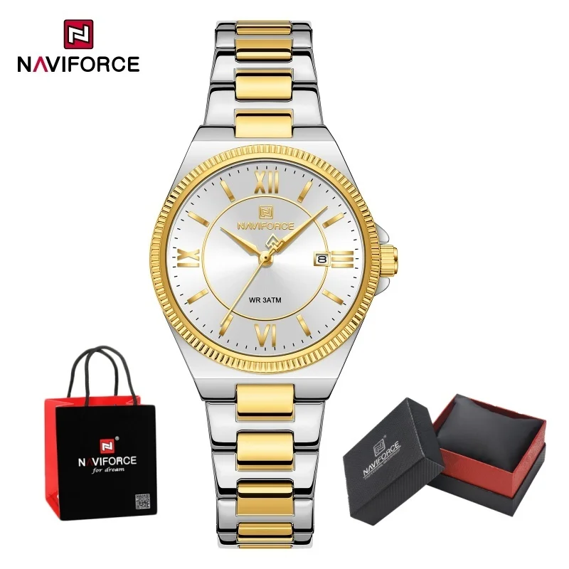 NAVIFORCE Women's Quartz Watch 3ATM Waterproof Date Display Stainless Steel Fashion for Daily Dress Lady Wristwatch Gifts Box
NAVIFORCE Women's Quartz Watch 3ATM Waterproof Date Display Stainless Steel Fashion for Daily Dress Lady Wristwatch Gifts Box