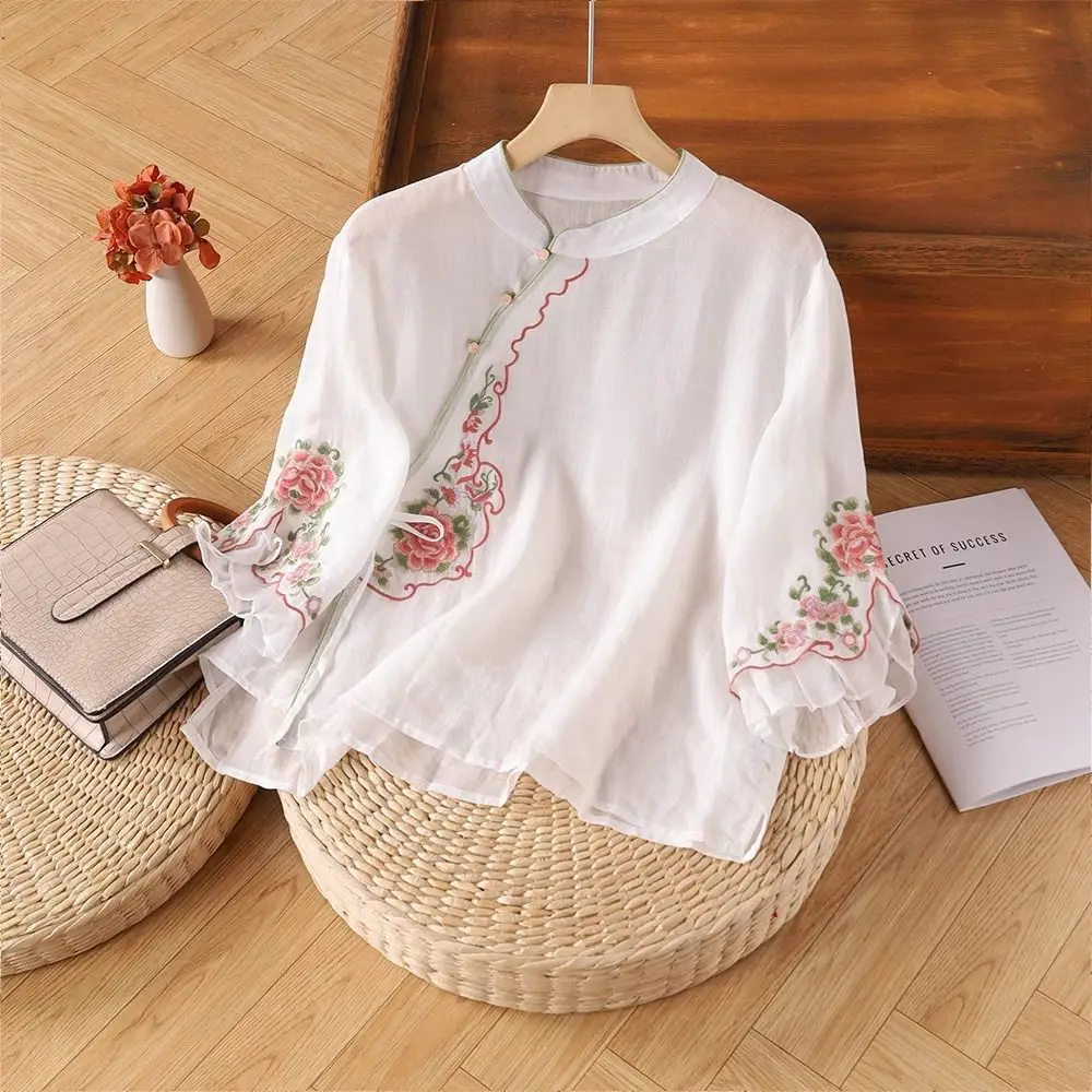 New Women's Cotton Linen Shirt 2026 Female Three-quarter Sleeve Embroidered T-shirt Women Comfortable Breathable Cotton Shirt
New Women's Cotton Linen Shirt 2026 Female Three-quarter Sleeve Embroidered T-shirt Women Comfortable Breathable Cotton Shirt