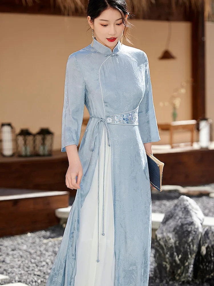 High-end Spring Summer Women Embroidery Floral Cheongsam Dress Retro Elegant Lady Qipao Loose Party Dress Female S-XXL
High-end Spring Summer Women Embroidery Floral Cheongsam Dress Retro Elegant Lady Qipao Loose Party Dress Female S-XXL