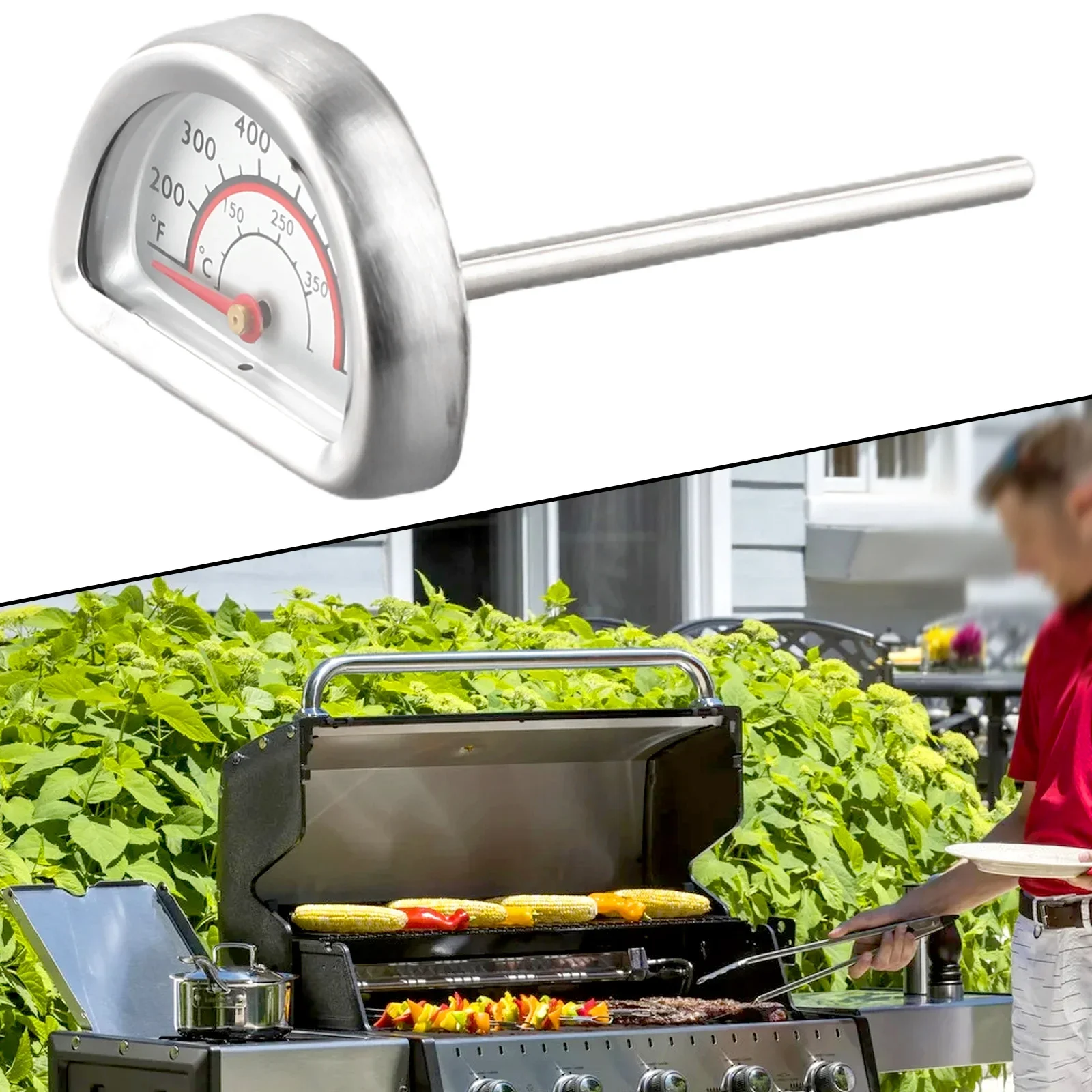 Bimetallic Thermometer Stainless Steel for Oven and For BBQ Use with Dual Scale Celsius Fahrenheit and Clear Dial
Bimetallic Thermometer Stainless Steel for Oven and For BBQ Use with Dual Scale Celsius Fahrenheit and Clear Dial