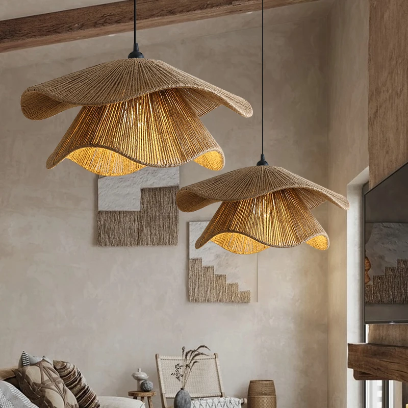 Hemp rope chandelier tea room B & B retro dining room bedroom living room creative art personalized petal lamp
Hemp rope chandelier tea room B & B retro dining room bedroom living room creative art personalized petal lamp