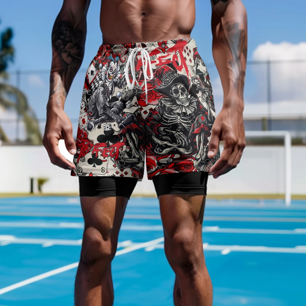 Men's Poker Skull Shorts Beachwear Unique Skull Design Basketball Shorts with Inner Liner Quick-dry Fitness Board Shorts 8XL
Men's Poker Skull Shorts Beachwear Unique Skull Design Basketball Shorts with Inner Liner Quick-dry Fitness Board Shorts 8XL