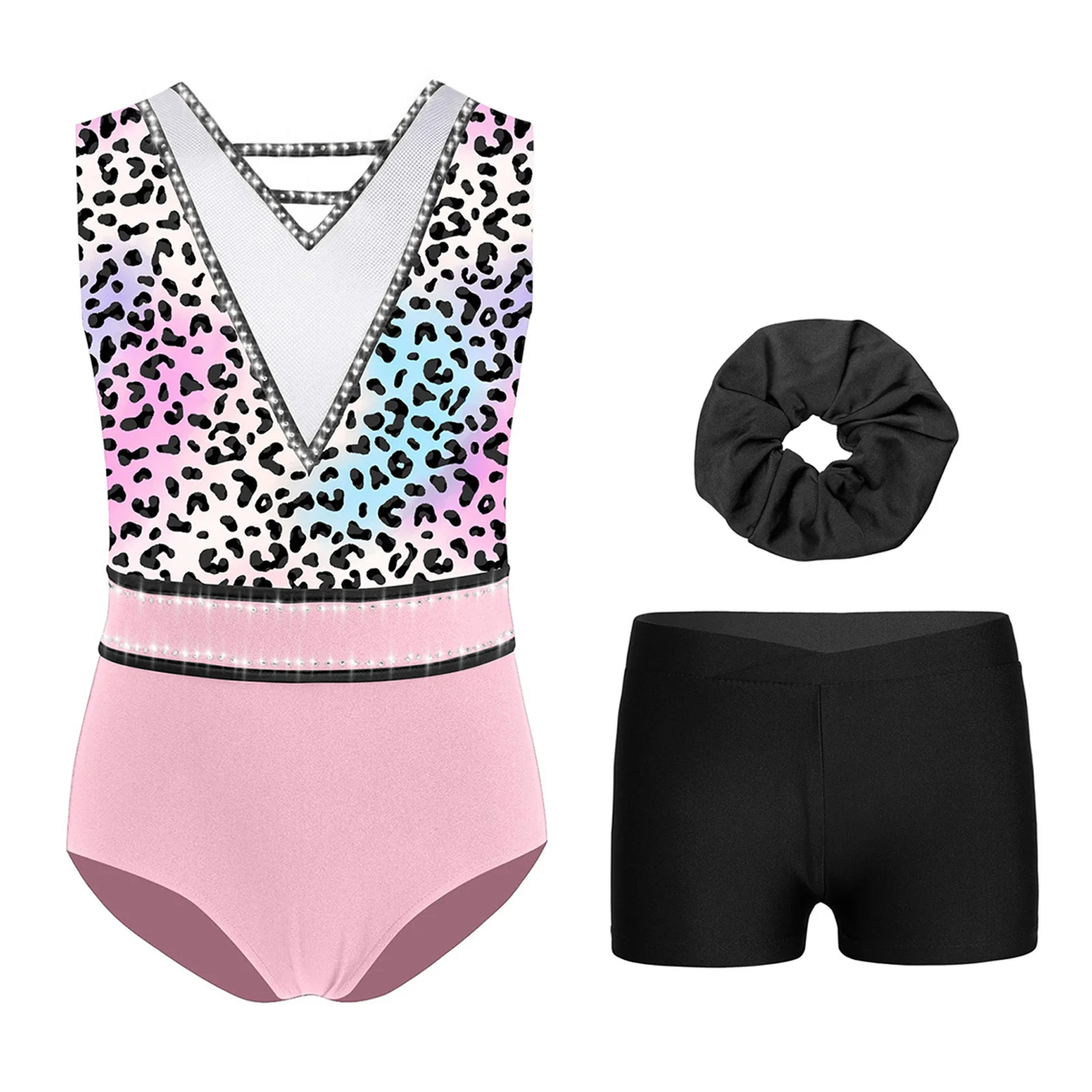 3Pcs/Set Kids Girls Gymnastics Ballet Dance Outfit Stylish Printed V-Neck U-Back Sleeveless Rhinestone Leotard+Shorts+Hairband
3Pcs/Set Kids Girls Gymnastics Ballet Dance Outfit Stylish Printed V-Neck U-Back Sleeveless Rhinestone Leotard+Shorts+Hairband