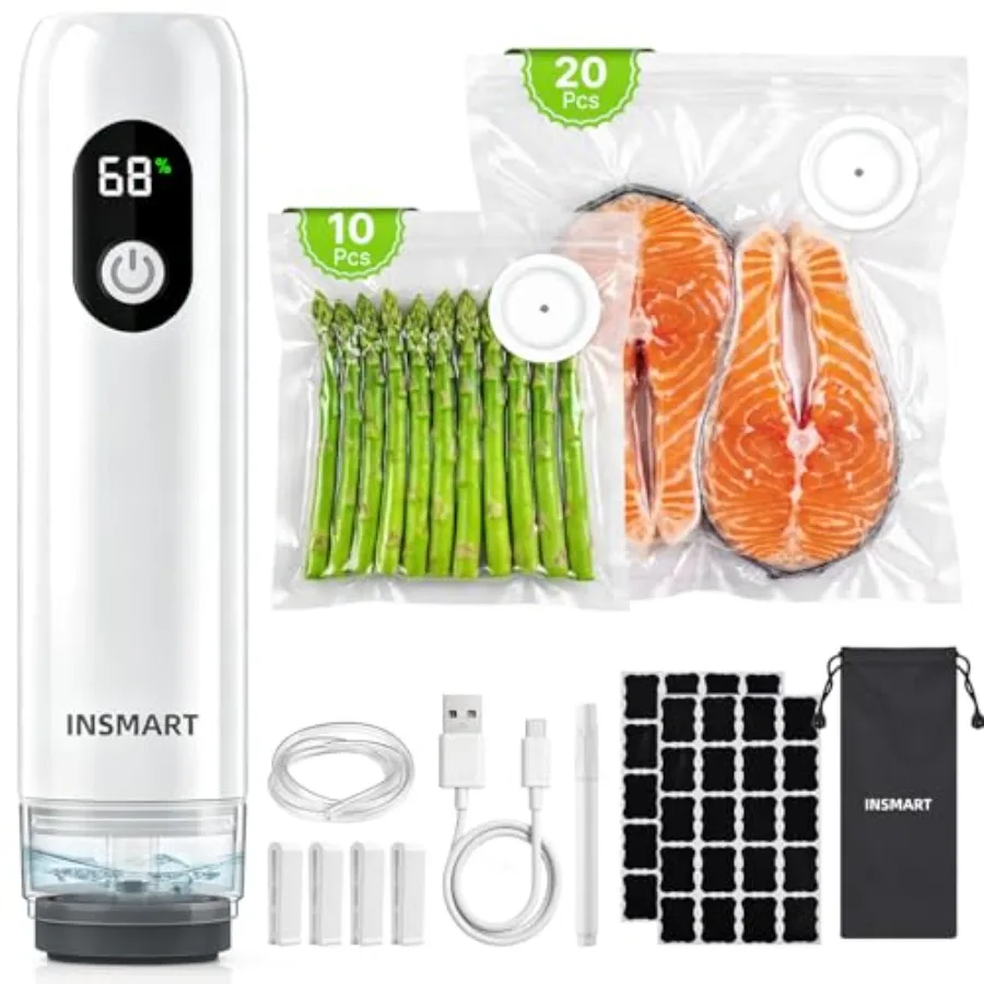 Portable food sealer for kitchen use, ABS plastic, black, compact handheld design with 30 reusable vacuum bags for efficient me
Portable food sealer for kitchen use, ABS plastic, black, compact handheld design with 30 reusable vacuum bags for efficient me