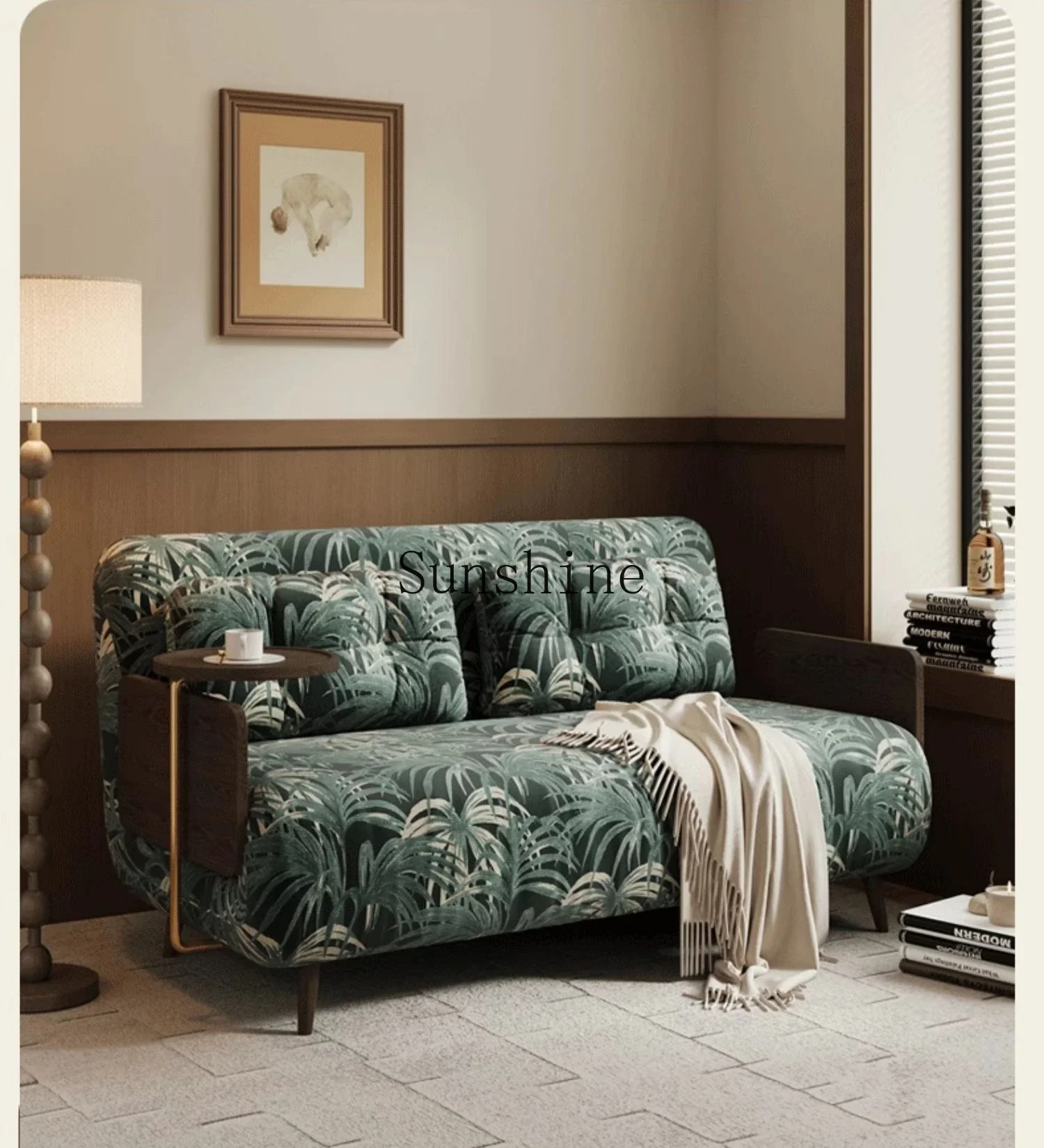 Retro solid wood folding dual-purpose living room fabric removable and washable sofa
Retro solid wood folding dual-purpose living room fabric removable and washable sofa
