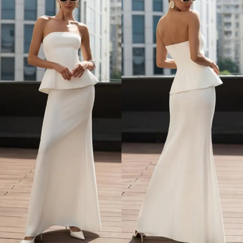 High Quality Customized Strapless A-line White Long Dresses Zipper Backless Elegant Dress Women for Wedding Party فساتين حفلات
High Quality Customized Strapless A-line White Long Dresses Zipper Backless Elegant Dress Women for Wedding Party فساتين حفلات