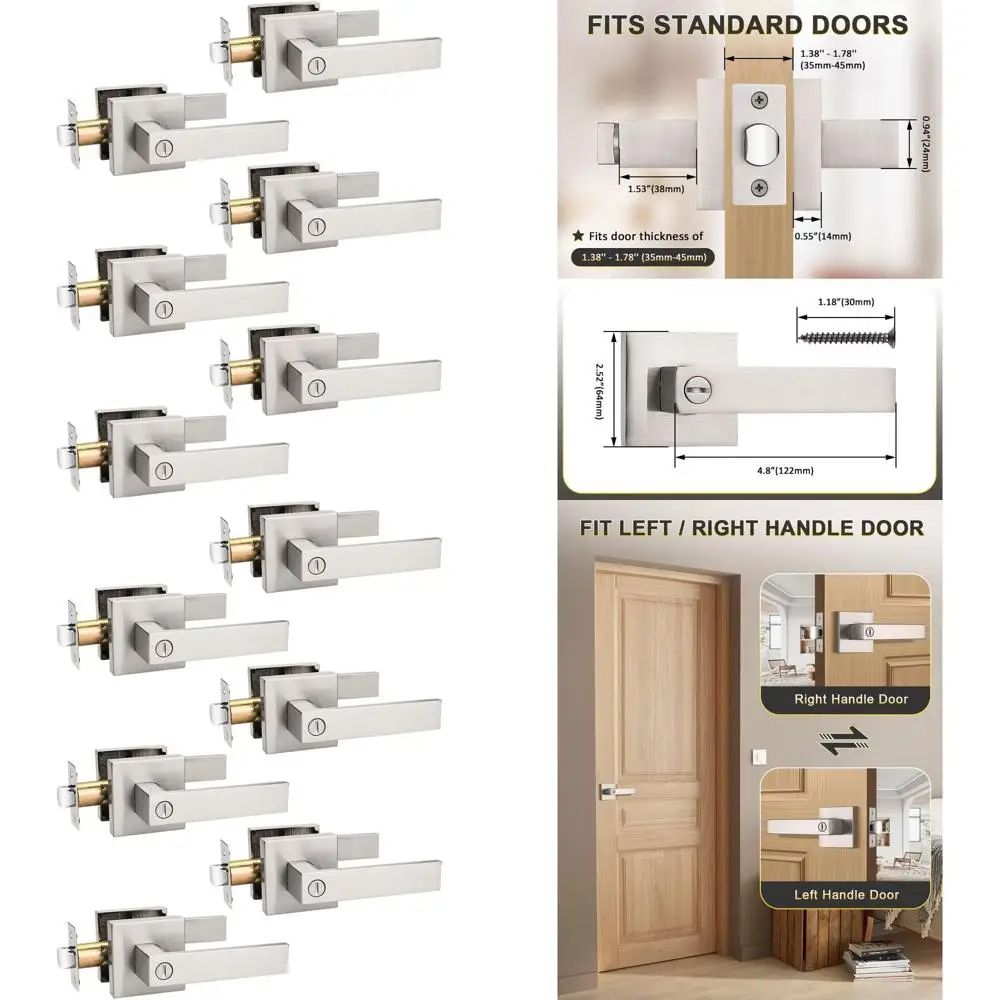 Набор из 6 дверных ручек из матового никеля с функцией приватности, подходят для спален и ванных комнат, реверсивные для левой или правой стороны, для левшей и правшей.
Набор из 6 дверных ручек из матового никеля с функцией приватности, подходят для спален и ванных комнат, реверсивные для левой или правой стороны, для левшей и правшей.