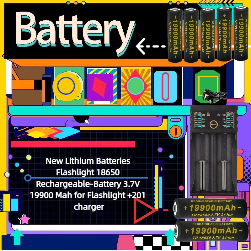 New Lithium Batteries Flashlight 18650 Rechargeable-Battery 3.7V 19900 Mah for Flashlight +201 Charger
New Lithium Batteries Flashlight 18650 Rechargeable-Battery 3.7V 19900 Mah for Flashlight +201 Charger