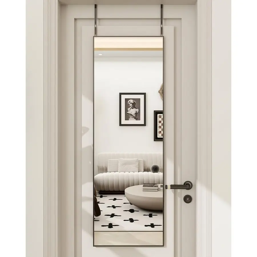 14 x 48 Adjustable Height Over The Door Mirror, Rectangular Full Length Hanging Door Mirror with Shatterproof Tempered Glass Alu
14 x 48 Adjustable Height Over The Door Mirror, Rectangular Full Length Hanging Door Mirror with Shatterproof Tempered Glass Alu