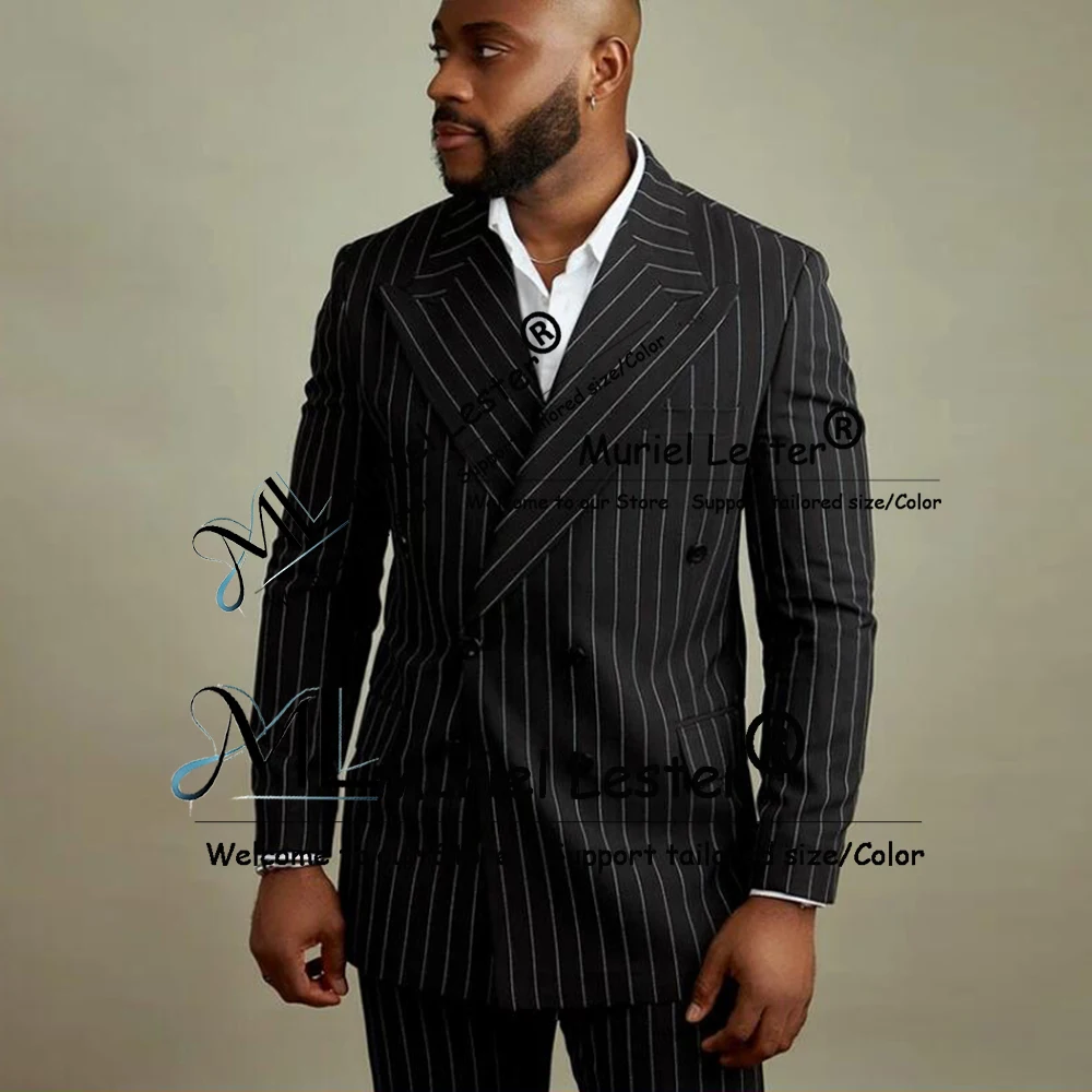 Classic Stripes Suit Men 2 Pieces Double Breasted Jacket Pants Slim Fit Groom Wedding Tuxedos Customized African Party Outfits
Classic Stripes Suit Men 2 Pieces Double Breasted Jacket Pants Slim Fit Groom Wedding Tuxedos Customized African Party Outfits