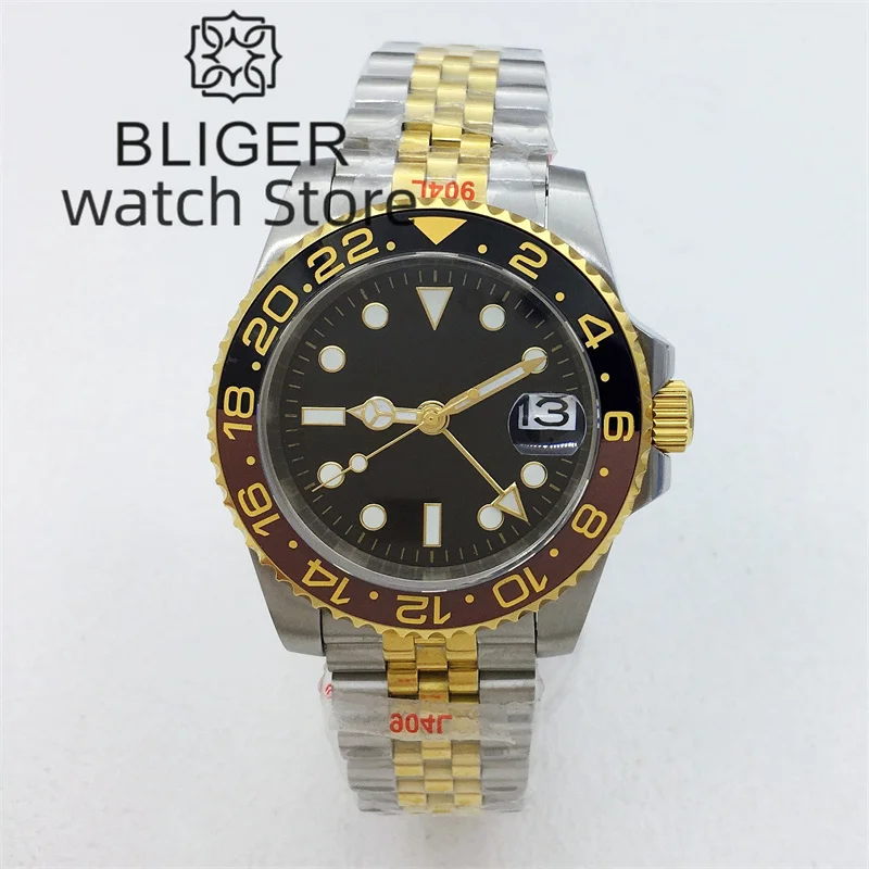 BLIGER 40mm NH34 GMT Automatic Watch For Men Black Dial Luminous Sapphire Glass Luxury Two Tone Gold Case Bracelet
BLIGER 40mm NH34 GMT Automatic Watch For Men Black Dial Luminous Sapphire Glass Luxury Two Tone Gold Case Bracelet