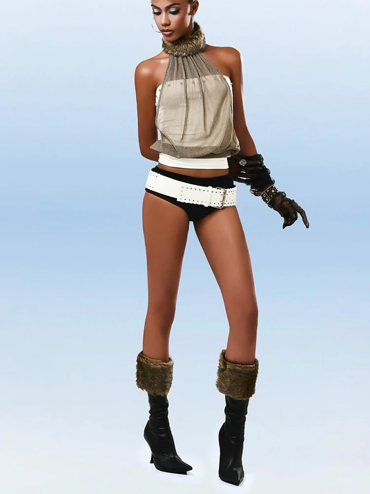 Sisterlinda fashion Sexy Fake 2-Layer Tank Top Women Furry Mesh Patchwork Rivet Skinny Party Streetwear Chic Hottie Club Vest
Sisterlinda fashion Sexy Fake 2-Layer Tank Top Women Furry Mesh Patchwork Rivet Skinny Party Streetwear Chic Hottie Club Vest