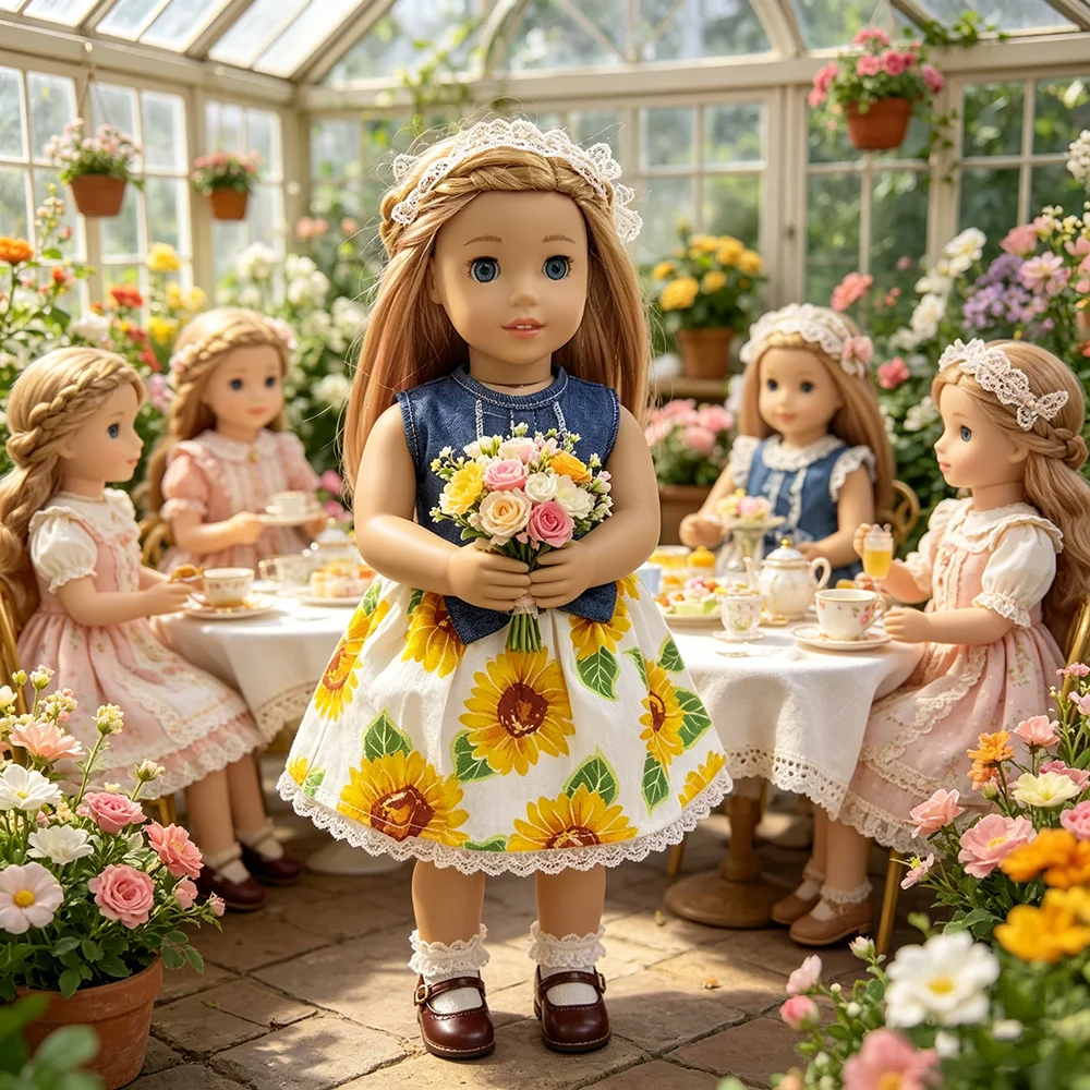 Doll Summer Sunflower Dress American Style 18 inch Girl Doll Dress Children's Toy Our Generation Doll Cute Accessories Doll Dres
Doll Summer Sunflower Dress American Style 18 inch Girl Doll Dress Children's Toy Our Generation Doll Cute Accessories Doll Dres