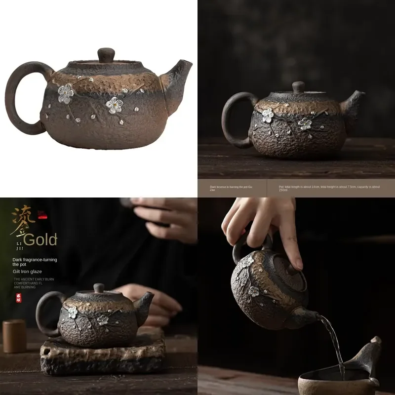 【CHIMU HOME】 Coarse Pottery Handmade Gold-plated Silver-plated Japanese-style Ceramic Kung Fu Set for Small Single Teapot
【CHIMU HOME】 Coarse Pottery Handmade Gold-plated Silver-plated Japanese-style Ceramic Kung Fu Set for Small Single Teapot