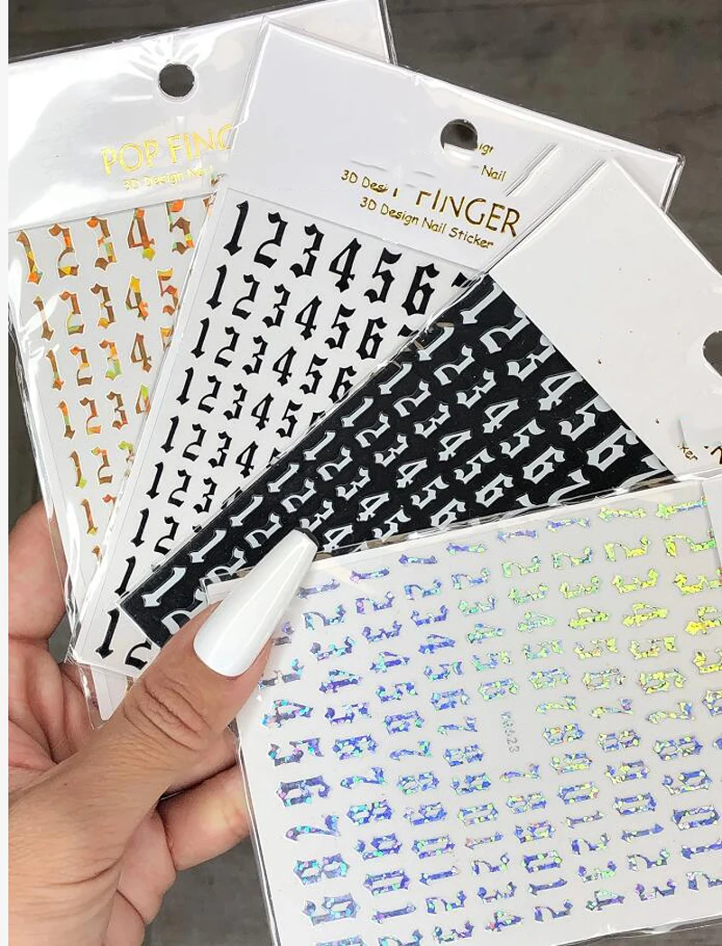 1 Sheet Numbers 3D Nail Art Sticker 8*10cm Large Letter Nail Stickers 19 Colors Geometric Decals 3D Nail Sticker Decoration N1-3
1 Sheet Numbers 3D Nail Art Sticker 8*10cm Large Letter Nail Stickers 19 Colors Geometric Decals 3D Nail Sticker Decoration N1-3