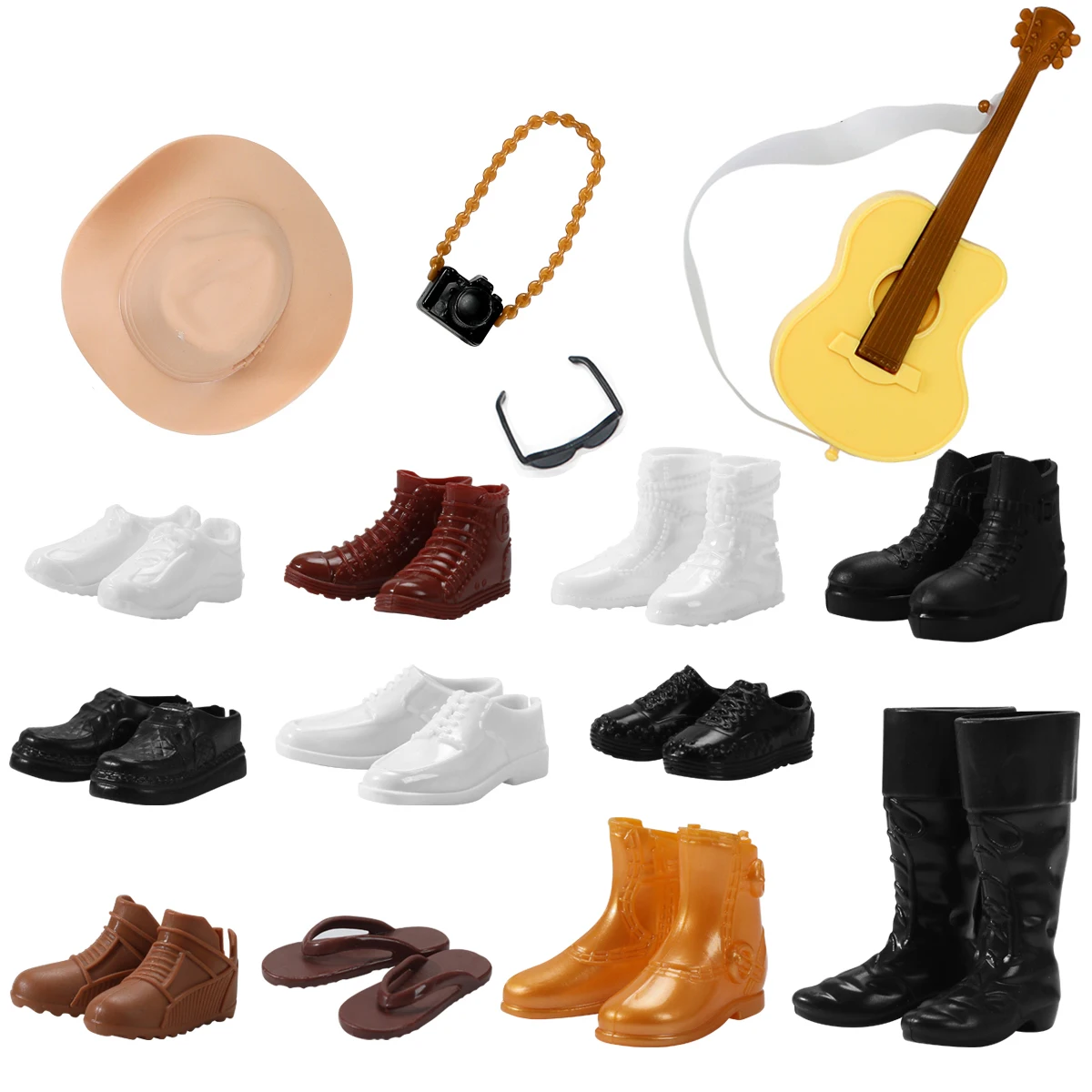 NK 1Set Prince Dolls Shoes 12 Inch Boy Doll Accessories 11 Pairs Shoes + Hat + Camera +Sunglasses + Guitar 1/6 Doll Accessories
NK 1Set Prince Dolls Shoes 12 Inch Boy Doll Accessories 11 Pairs Shoes + Hat + Camera +Sunglasses + Guitar 1/6 Doll Accessories