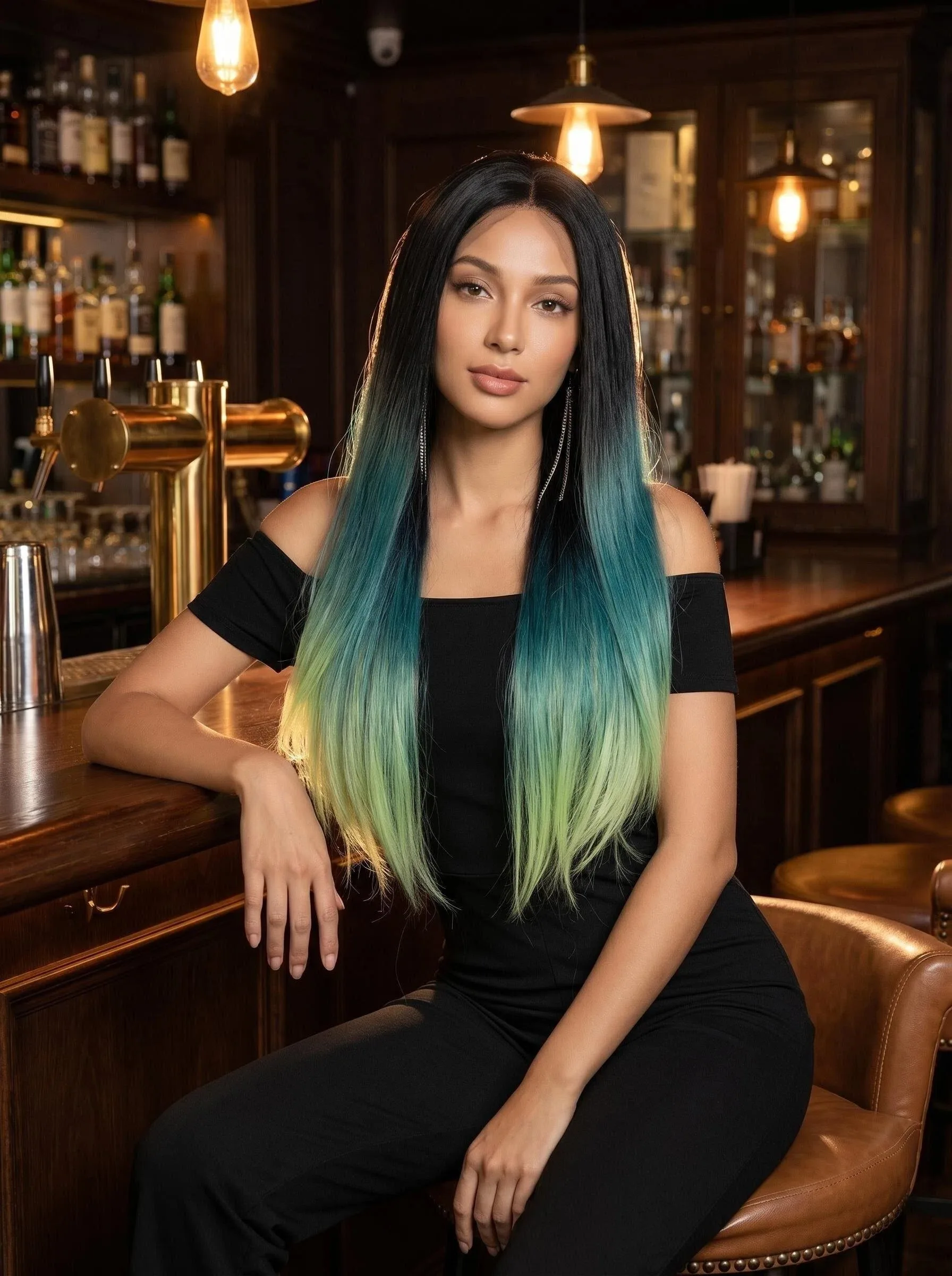 Lace Front Wig Ombre Black Teal Green Straight Synthetic Lace Front Wig Long Glueless Wig for Women Anime Cosplay Halloween Cost
Lace Front Wig Ombre Black Teal Green Straight Synthetic Lace Front Wig Long Glueless Wig for Women Anime Cosplay Halloween Cost
