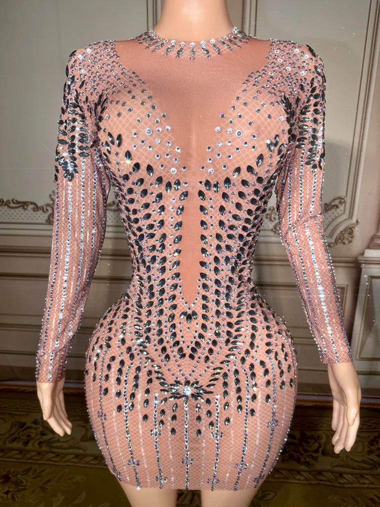 Sparkling Crystal See Through Stretch Dress for Women Evening Prom Wear Photo Shoot Party Carnival Outfit Dance Stage Costume
Sparkling Crystal See Through Stretch Dress for Women Evening Prom Wear Photo Shoot Party Carnival Outfit Dance Stage Costume