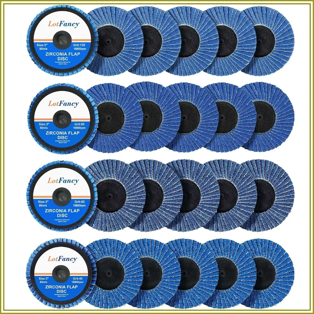 24PCS Flap Discs Assorted 40/60/80/120 Grit, Roll Lock Sanding Discs for Metal Grinding & Polishing, Type 27 Flat
24PCS Flap Discs Assorted 40/60/80/120 Grit, Roll Lock Sanding Discs for Metal Grinding & Polishing, Type 27 Flat