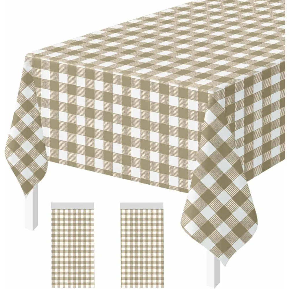 2 Pack Khaki Gingham Tablecloth Disposable 54 × 108 Inch Khaki and White Checkered Plastic Rectangle Table Cover for Picnic Baby Shower Wedding Birthday Party Table Cloth
2 Pack Khaki Gingham Tablecloth Disposable 54 × 108 Inch Khaki and White Checkered Plastic Rectangle Table Cover for Picnic Baby Shower Wedding Birthday Party Table Cloth