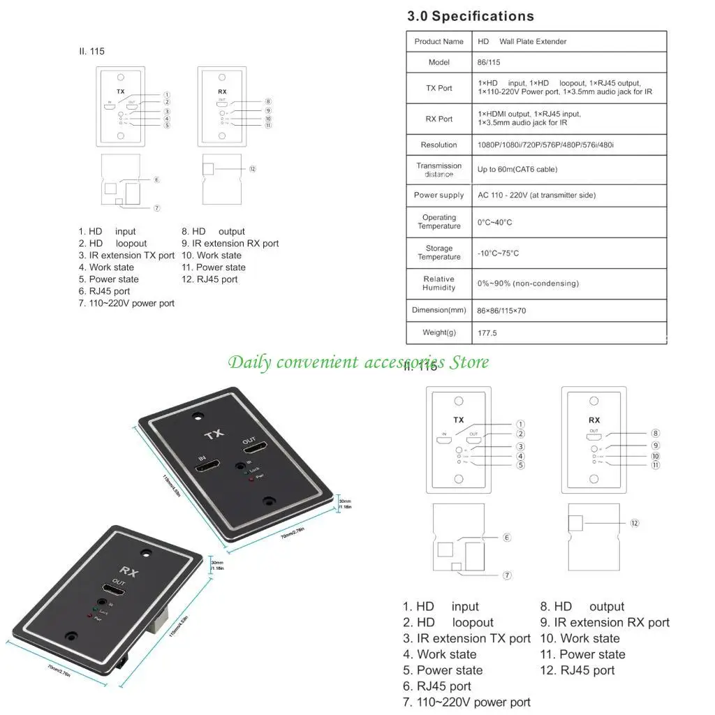 97QB HDTV Wall Extender for Home Theater Commercial Use 1080P Video Transmission IR Remote ABS Construction
97QB HDTV Wall Extender for Home Theater Commercial Use 1080P Video Transmission IR Remote ABS Construction