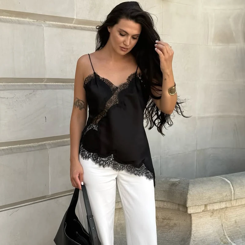 Tornova Sexy Lace Splice Sling Vest For Women Fashion Irregular Sleeveless Tanks Top Hot Girl Casual Club Party Camis2025 New
Tornova Sexy Lace Splice Sling Vest For Women Fashion Irregular Sleeveless Tanks Top Hot Girl Casual Club Party Camis2025 New