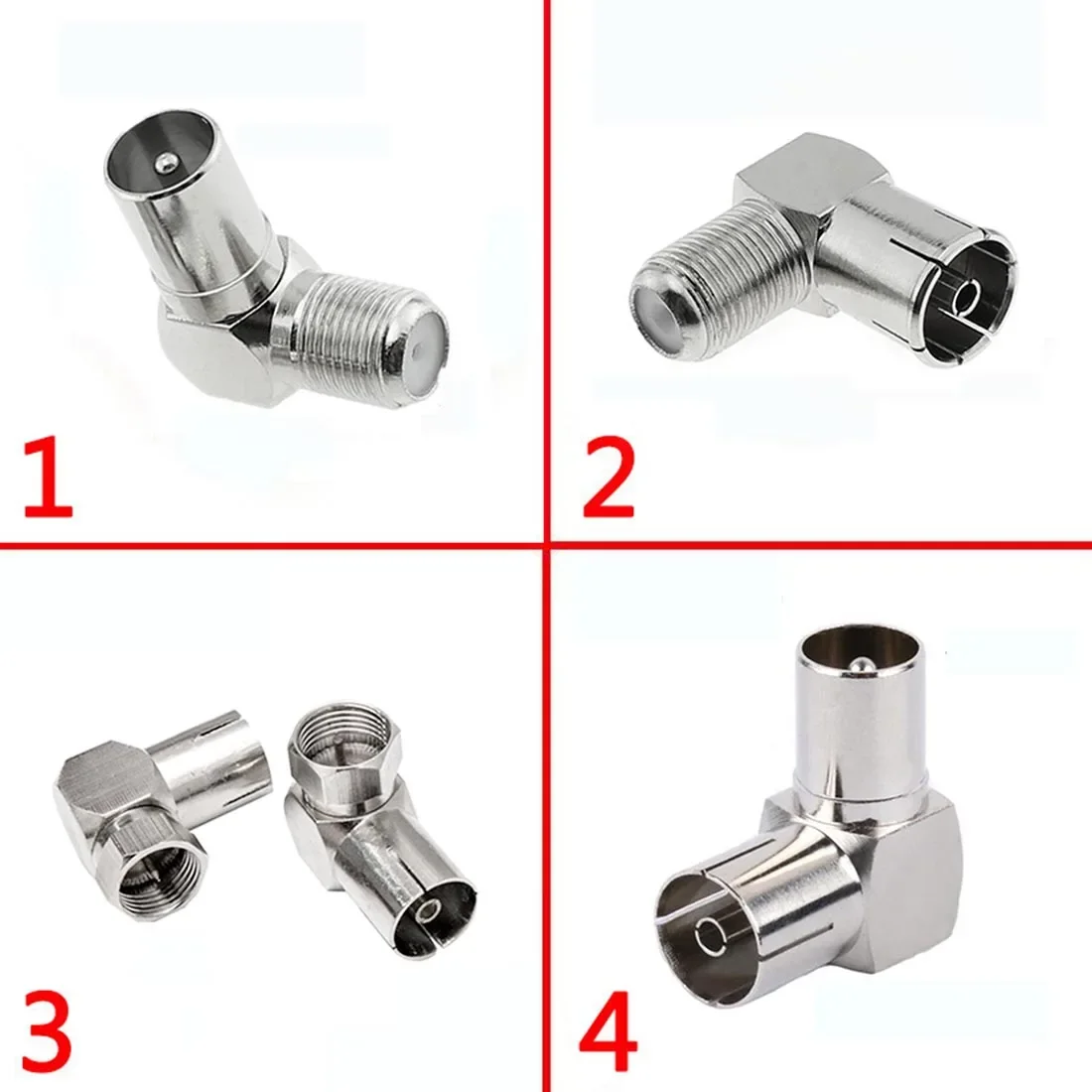 F Head to TV Male Female Connector 90-degree Right Angle TV Cable Coaxial Adapter Plug 2pcs
F Head to TV Male Female Connector 90-degree Right Angle TV Cable Coaxial Adapter Plug 2pcs