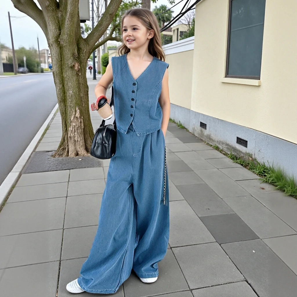 Новинка 2024 года, джинсовый жилет и широкие джинсы для девочек, комплект из двух предметов, модный весенний наряд для детей-подростков, школьные повседневные детские костюмы 10 лет
Новинка 2024 года, джинсовый жилет и широкие джинсы для девочек, комплект из двух предметов, модный весенний наряд для детей-подростков, школьные повседневные детские костюмы 10 лет