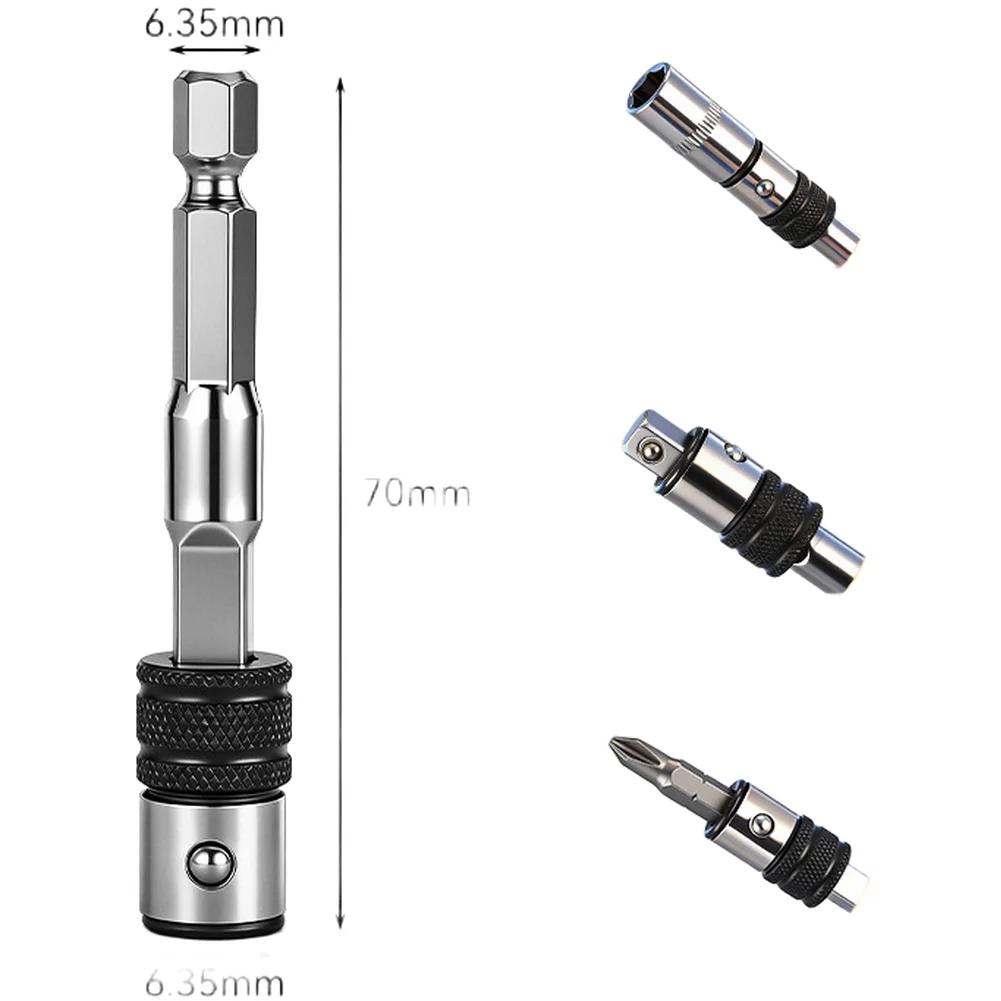 6.35mm Multi Functional Extension Bar Adapter Compatible with Most Power Tools Supports Bits Sockets and Reverse Use
6.35mm Multi Functional Extension Bar Adapter Compatible with Most Power Tools Supports Bits Sockets and Reverse Use