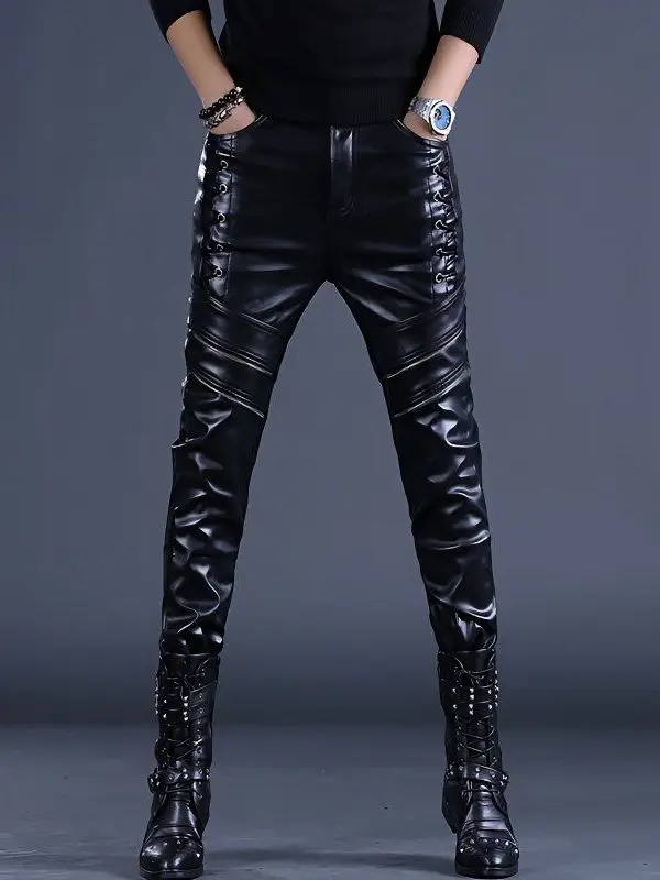 Мужские кожаные брюки для выступлений на сцене, облегающие, в мотоциклетном стиле, длинные, модные, городские, повседневные, однотонные
Мужские кожаные брюки для выступлений на сцене, облегающие, в мотоциклетном стиле, длинные, модные, городские, повседневные, однотонные