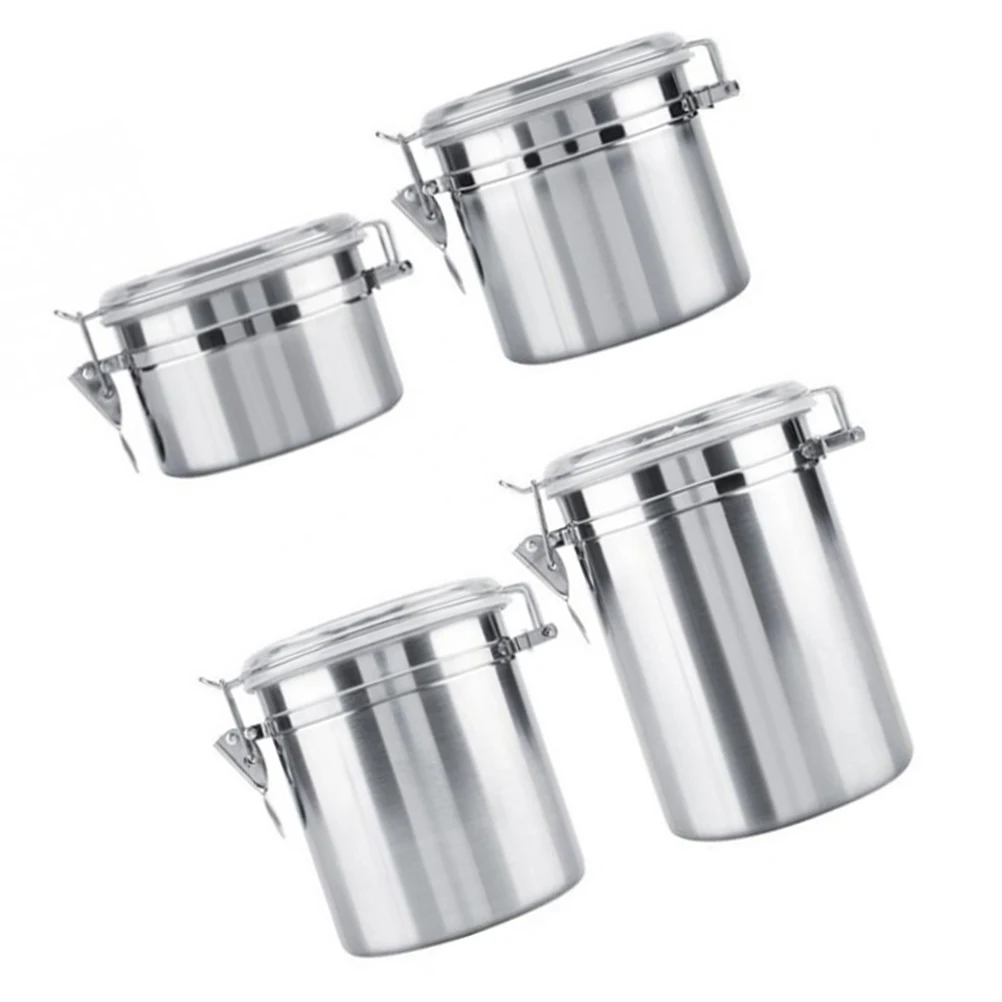 4 pcs Sealed Cans Stainless Steel Food Storage Jars Airtight Lid Coffee Beans Snacks Container Home Kitchen Tool
4 pcs Sealed Cans Stainless Steel Food Storage Jars Airtight Lid Coffee Beans Snacks Container Home Kitchen Tool