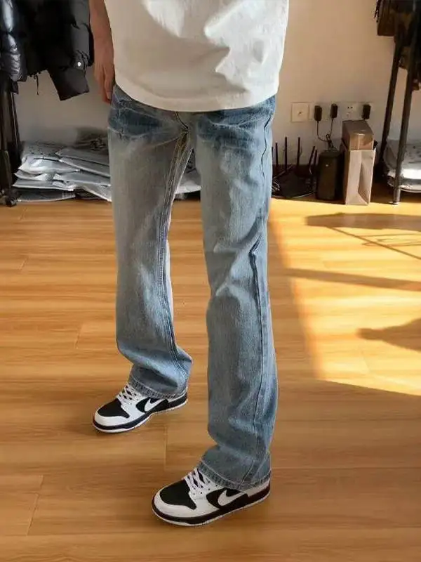 Мужские джинсы Slim Fit с синим узором в виде молний, прямые, повседневные, летние, со средней посадкой, длинные брюки в американском уличном стиле
Мужские джинсы Slim Fit с синим узором в виде молний, прямые, повседневные, летние, со средней посадкой, длинные брюки в американском уличном стиле