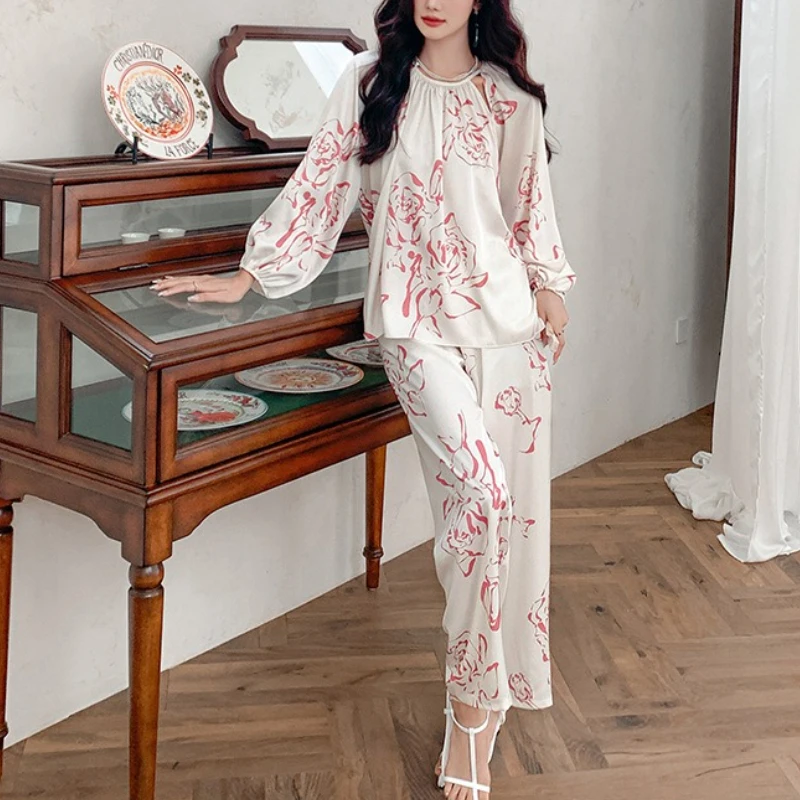 Krismile Satin New Pajama Sets Women 2025 Spring Autumn Print Hollow Lantern Sleeve Lazy Elegant Leisure Wear Sleepwear Sets
Krismile Satin New Pajama Sets Women 2025 Spring Autumn Print Hollow Lantern Sleeve Lazy Elegant Leisure Wear Sleepwear Sets