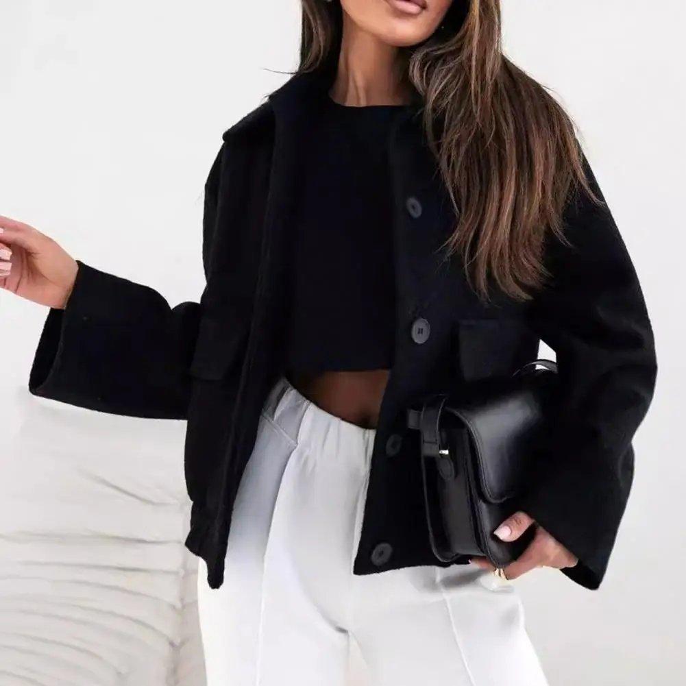 Women Outerwear Stylish Women's Woolen Jacket with Pleated Hem Single-breasted Design for Commuting Dating Fall/winter Seasons
Women Outerwear Stylish Women's Woolen Jacket with Pleated Hem Single-breasted Design for Commuting Dating Fall/winter Seasons