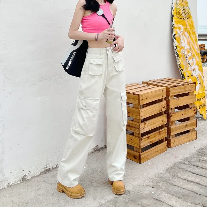 American Style Summer Fashion Cargo Jeans Solid Color Slim High Waist Loose Women Wide Leg Pants Chic Cotton Denim Pants
American Style Summer Fashion Cargo Jeans Solid Color Slim High Waist Loose Women Wide Leg Pants Chic Cotton Denim Pants